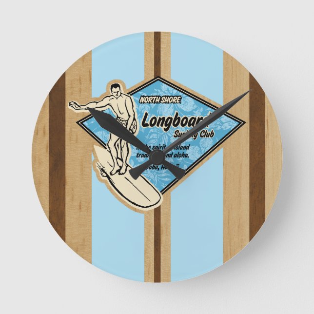 Waimea Surfboard Hawaiian Wall Uhren (Vorderseite)