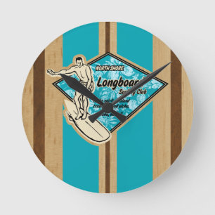 Waimea Surfbrett-Hawaiianer-Wanduhren Runde Wanduhr