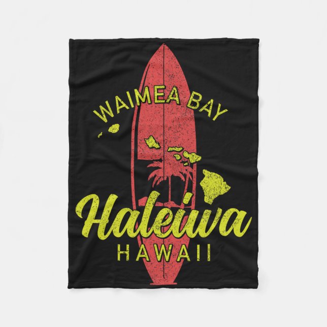 Waimea Y Haleiwa Hawaii Surf Board Surfing Surfer  Fleecedecke (Vorderseite)