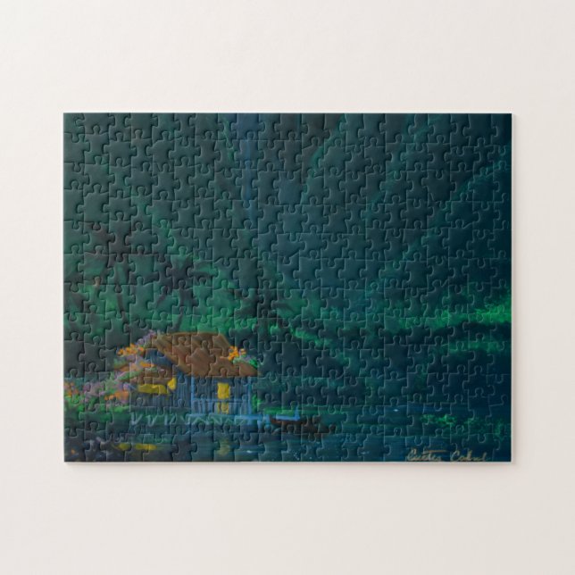 Wainiha Tal-Zuhause auf einer Starry Nacht (Horizontal)