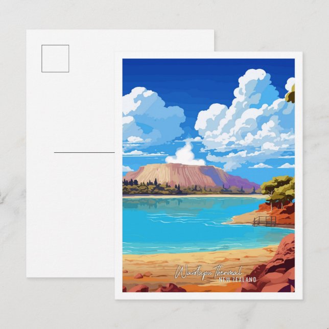 Waiotapu Thermal Neuseeland Kunst, Dichtung und Mu Postkarte (Vorne/Hinten)