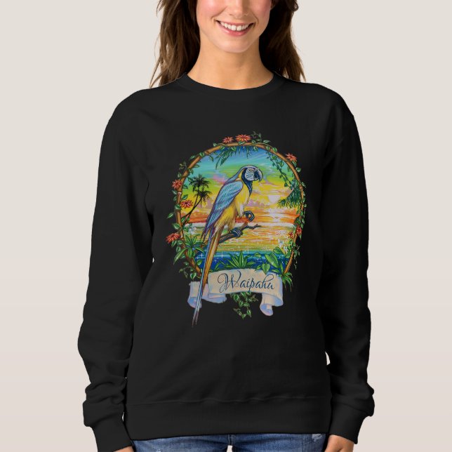 Waipahu Oahu Hawaii Vintag Sunset Parrot Vacation Sweatshirt (Vorderseite)