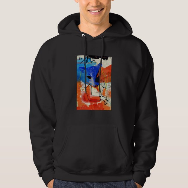 Waisenschwarzes | M - Schaf-Masken-Silhouette Hoodie (Vorderseite)