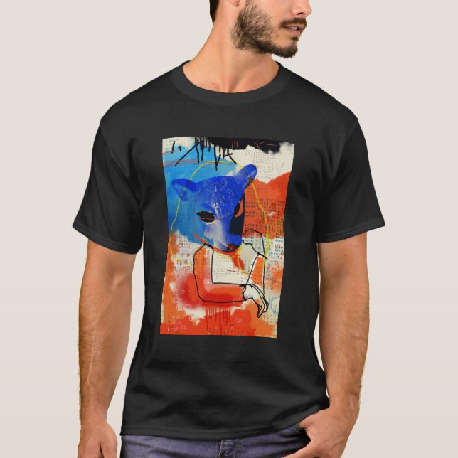 Waisenschwarzes | M - Schaf-Masken-Silhouette T-Shirt (Vorderseite)
