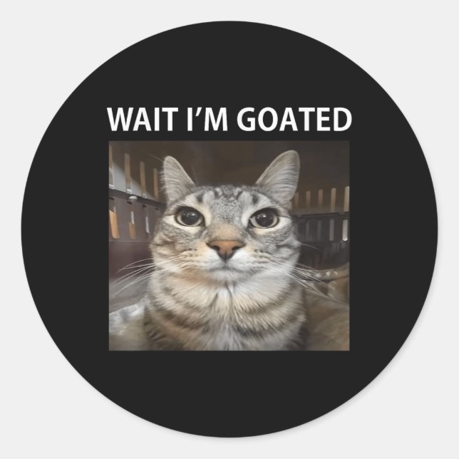 Wait Im Goated Albern Cat Meme Runder Aufkleber (Vorderseite)