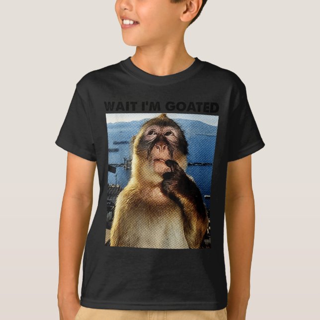 Wait I'm Goated Y2k Funny Thinking Monkey Meme Bra T-Shirt (Vorderseite)