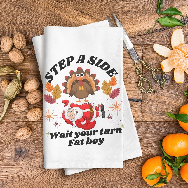 Wait Your Turn Fat Boy Funny Thanksgiving  Geschirrtuch (Von Creator hochgeladen)