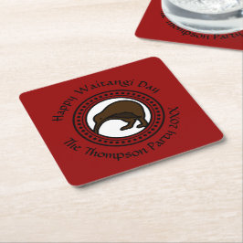 Waitangi Day kann Text bearbeiten Neuseeland Rechteckiger Pappuntersetzer