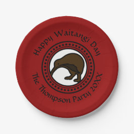 Waitangi Day kann Text in Neuseeland bearbeiten 7" Pappteller