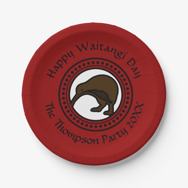 Waitangi Day kann Text in Neuseeland bearbeiten 7" Pappteller (Vorderseite)