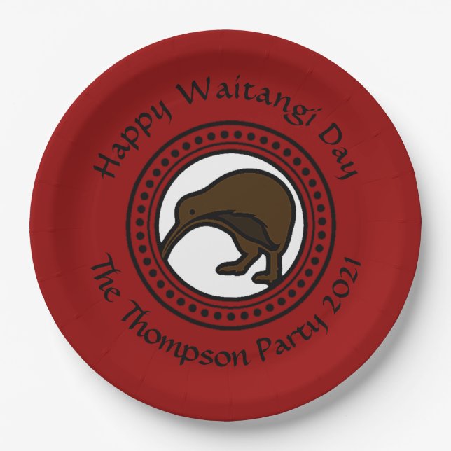 Waitangi Day kann Text New Zealand Large 9 bearbei Pappteller (Vorderseite)