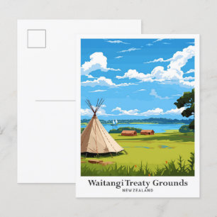 Waitangi Vertrag Grounds Travel Illustration Postkarte