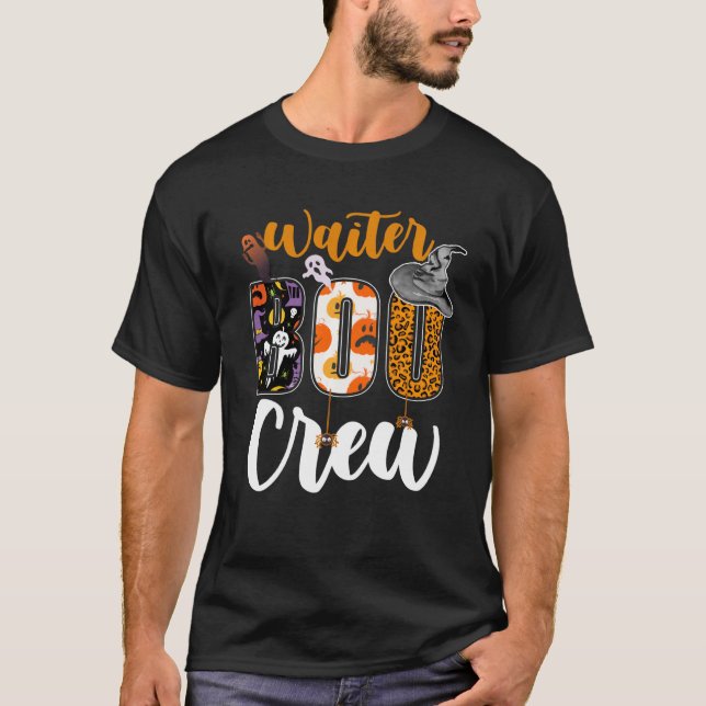 Waiter Boo Crew Ghost Funny Halloween Matching T-Shirt (Vorderseite)