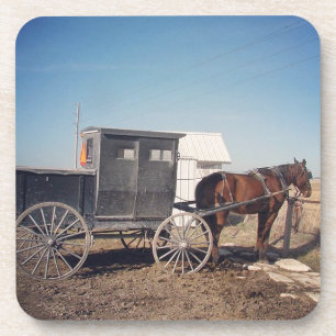 Waiting Amish Horse and Buggy Untersetzer