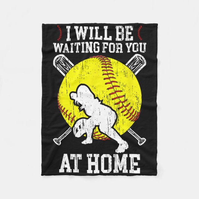 Waiting For You Girls Softll Catcher Softll Player Fleecedecke (Vorderseite)