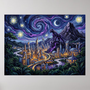 Wakanda Sternennacht Black Panther Poster