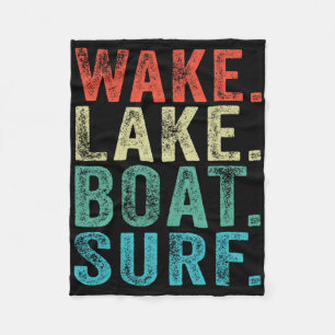 Wake Lake Boot Surf Surfen Surfboards Strand Retro Fleecedecke