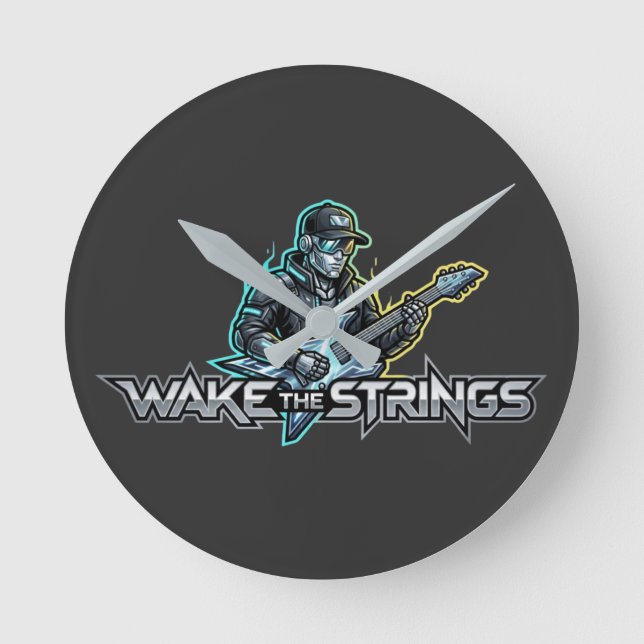 Wake The Strings Retro Future Art Runde Wanduhr (Vorderseite)