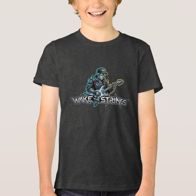 Wake The Strings Retro Future Art Tri-Blend Shirt (Vorderseite)