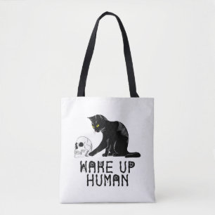 Wake Up Human - Funny Cat With Skull Tasche