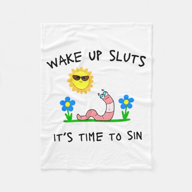 Wake Up S It's Time To Sin Funny Animal Meme  Fleecedecke (Vorderseite)