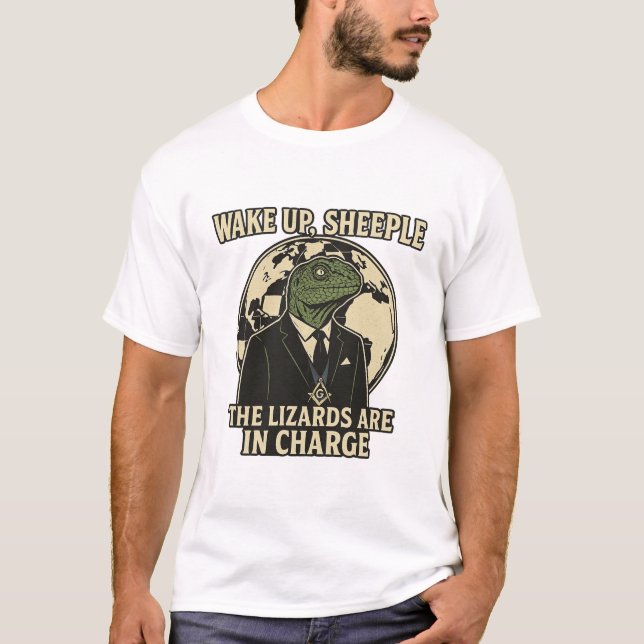 Wake Up Sheeple Lizard Rulers Parody T-Shirt (Vorderseite)