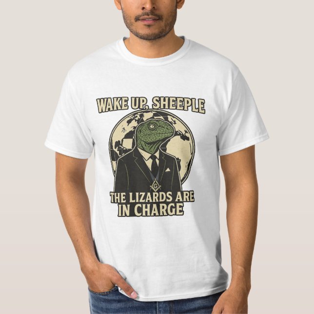 Wake Up Sheeple Lizard Rulers Parody T-Shirt (Vorderseite)