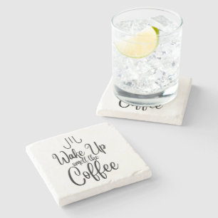 Wake Up Smell the Coffee Typografie Steinuntersetzer