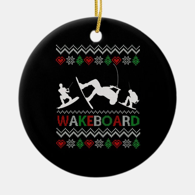 Wakeboard Funny Christmas Keramik Ornament (Vorne)