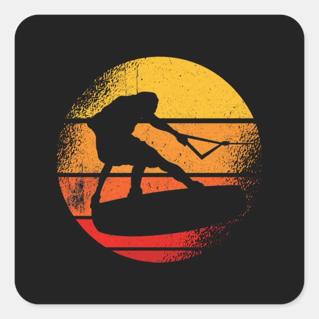 Wakeboard Sunset Wakeboarding Quadratischer Aufkleber (Vorderseite)