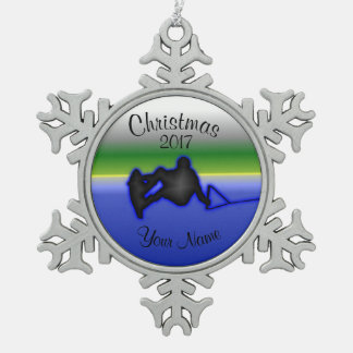 Wakeboard Zinn-Schneeflocke-Weihnachtsverzierung Schneeflocken Zinn-Ornament