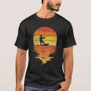Wakeboarden Retro-Sonnenuntergang 70er Jahre Vinta T-Shirt