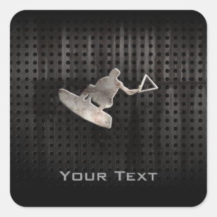 Wakeboarder; Cooles Schwarzes Quadratischer Aufkleber
