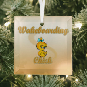 Wakeboarding Chick Ornament Aus Glas