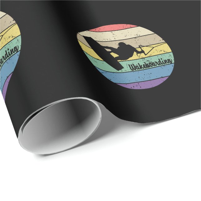 Wakeboarding Retro Geschenkpapier (Rolleneckpunkt)