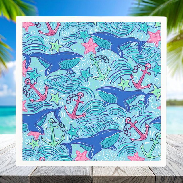 Wal-Anker-Seestern Küste / Vorbereiteter Nautical  Serviette (Von Creator hochgeladen)
