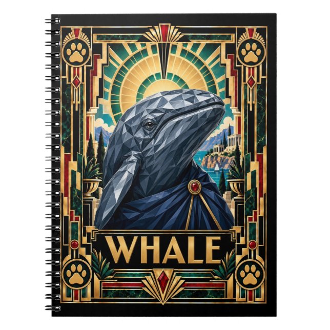 Wal, Art Deco Wildlife Notizblock (Vorderseite)