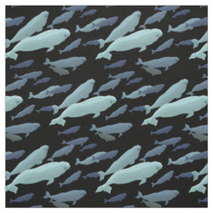 Wal Art Fabric Beluga Whale Fabric Cotton or Pol Stoff