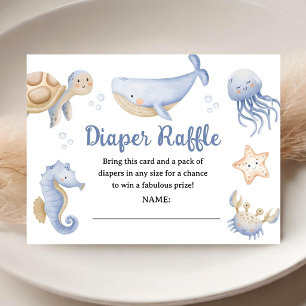 Wal-Baby-Party Junge Blau Ozean Windel-Raffle Begleitkarte