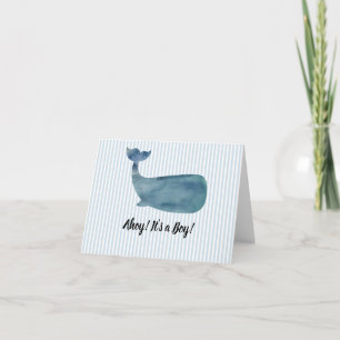 Wal Blau Streifen Baby Shower Ahoy es ist ein Jung Dankeskarte