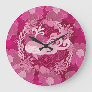 Wal-Blume des Lebens Große Wanduhr