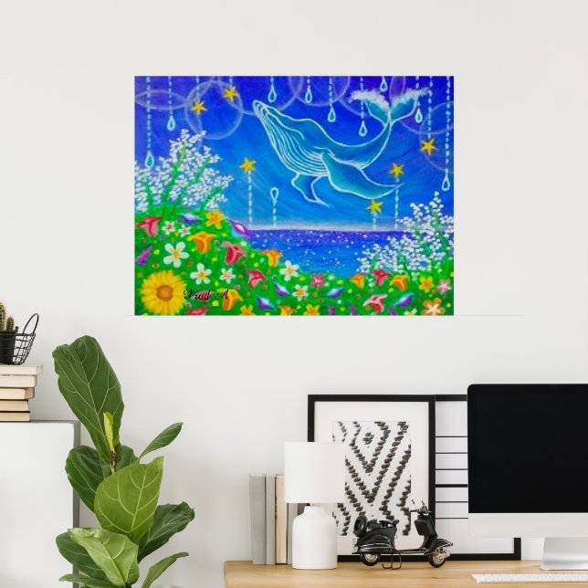 Wal & Blumen Poster (Heimbüro)