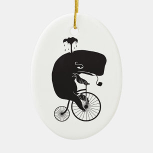 Wal, der ein Fahrrad reitet Keramik Ornament