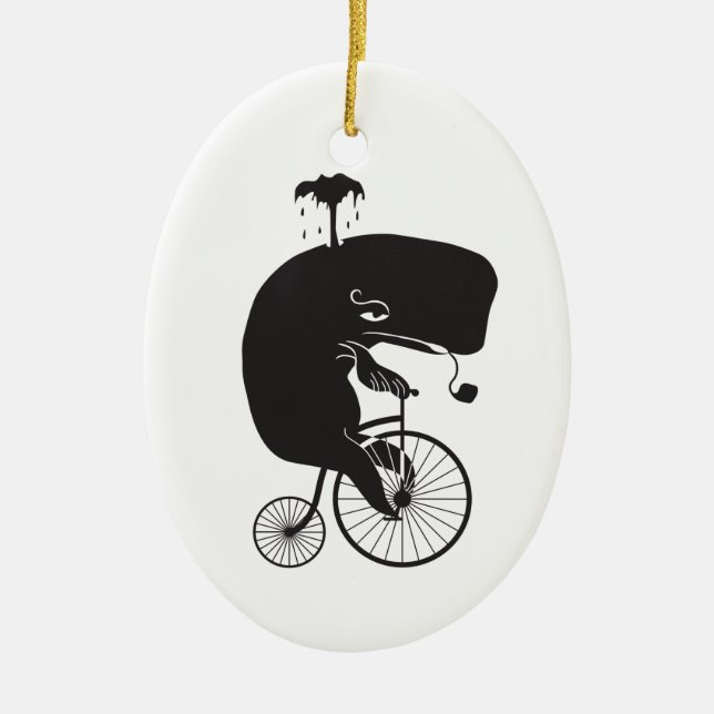Wal, der ein Fahrrad reitet Keramik Ornament (Vorne)