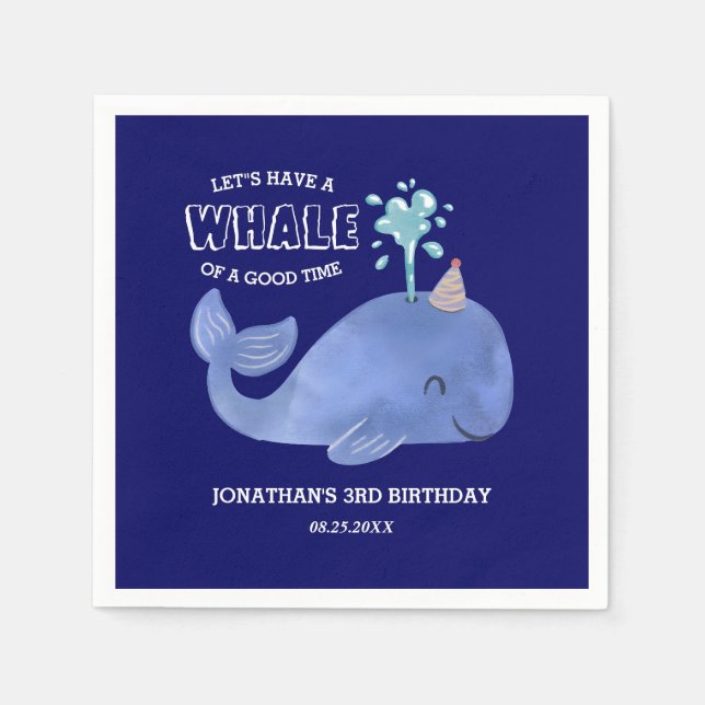 Wal einer Zeit Niedlichen Party Hat Marine Geburts Serviette (Vorderseite)