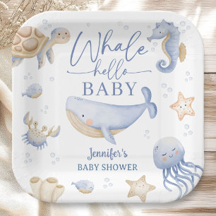 Wal-Hallo-Baby-Party Boy Blaues Meer Pappteller