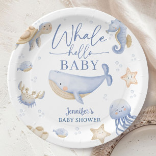 Wal-Hallo-Baby-Party Junge Blauer Ozean Pappteller