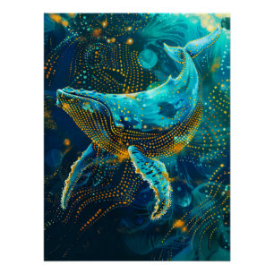 Wal im aborigine Dot Art Style Poster