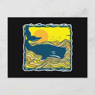 Wal im Sonnenuntergang-Design Postkarte