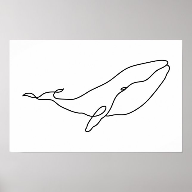 Wal, Linienkunstillustration 17 x 11 Poster (Vorne)